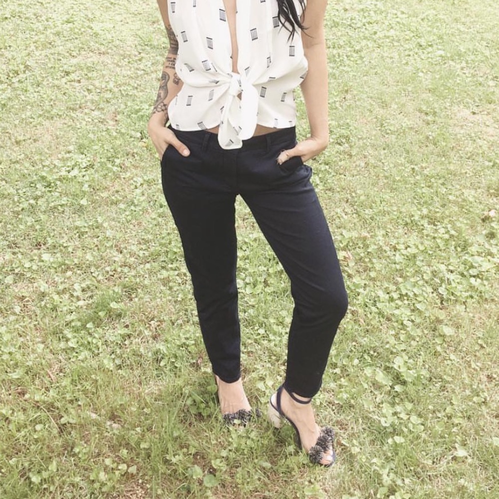 Mango navy trouser pants